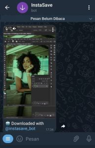 Penggunaan download bot Instasave
